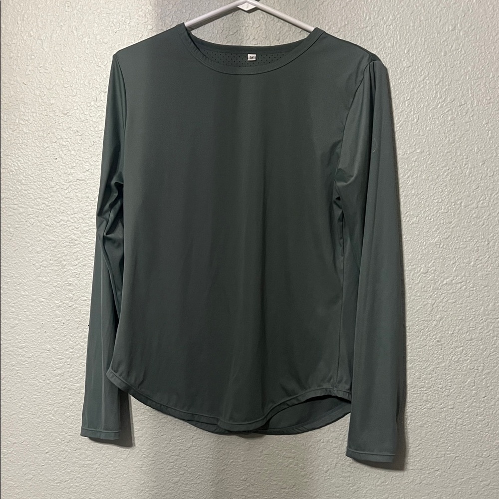 Elegant Sage green Long Sleeve Riding Top. Well ventilated